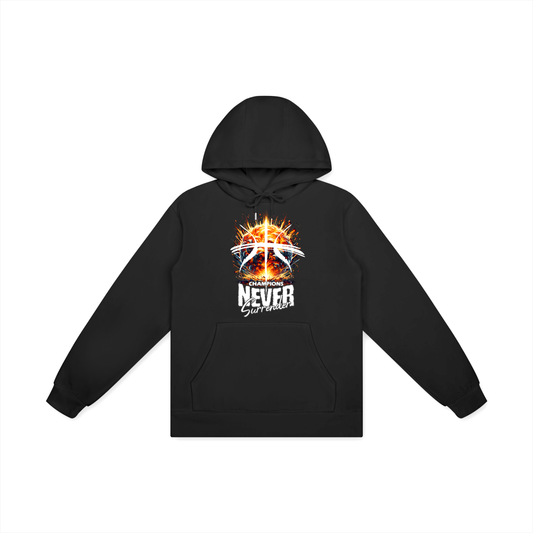 basketball hoodie,never surrender hoodie,champion hoodie,sports streetwear,motivational hoodie,faith inspired clothing,graphic hoodie,unisex hoodie,urban sports fashion