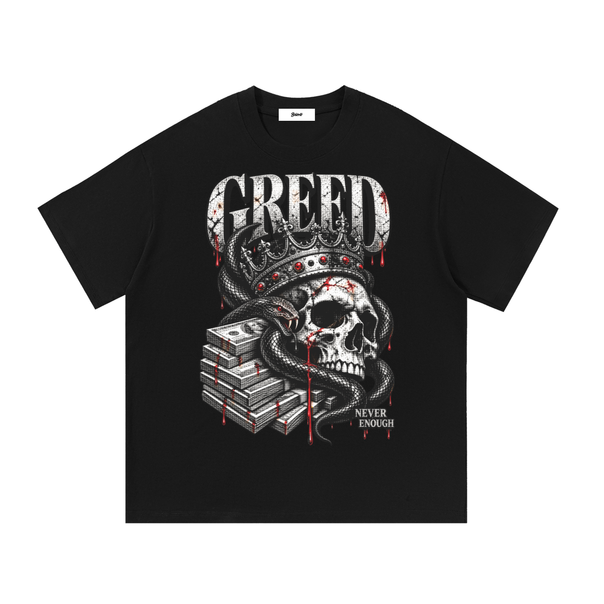 Belarté Greed Never Enough Graphic T-Shirt in black - front graphic view