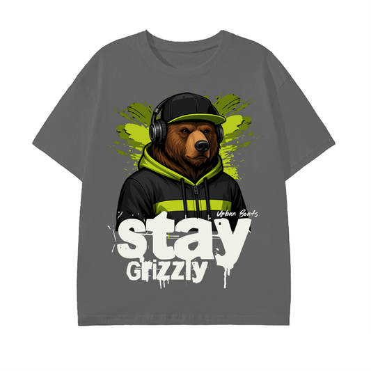 grizzly bear,streetwear,urban beats,hip hop style,cool bear,rap fashion,neon green,music lover