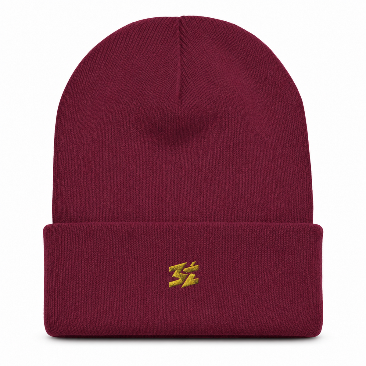 Belarté Signature Embroidered Beanie in maroon - knit and cuff detail