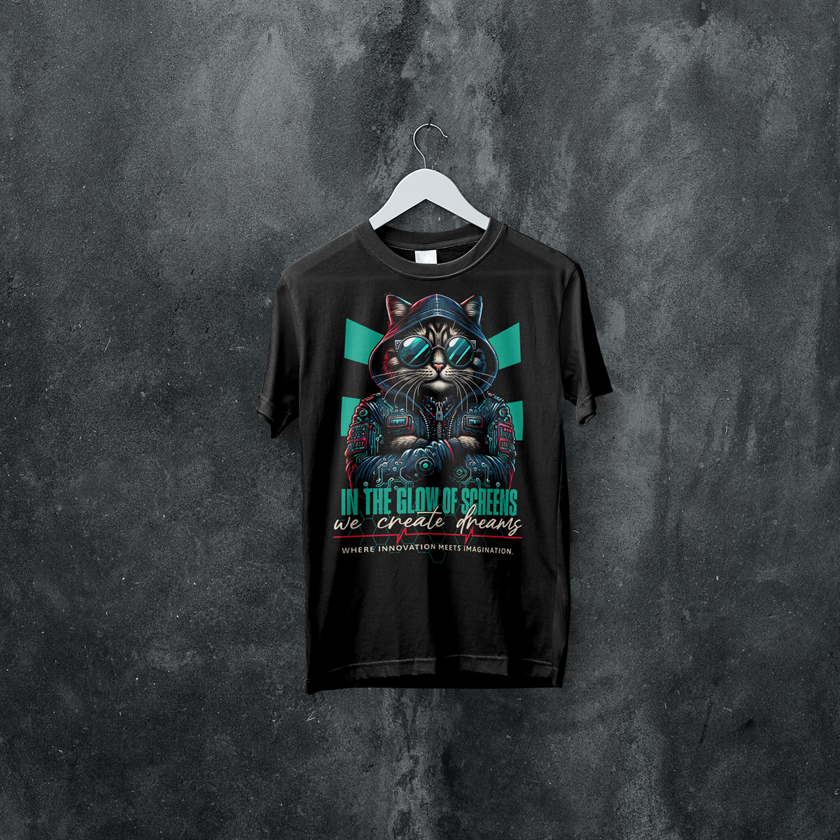 Cyber Cat Hacker Vision T-Shirt