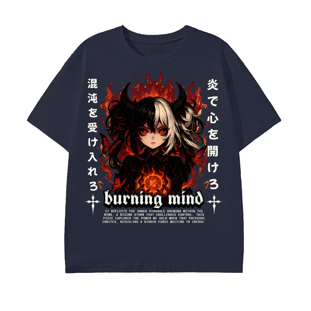 anime graphic,dark streetwear,devil girl art,gothic aesthetic,burning flame design,alt clothing,fire fantasy art,edgy anime style,street fashion tee,japanese art style
