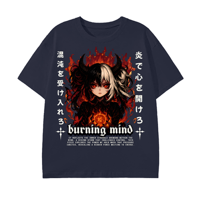 anime graphic,dark streetwear,devil girl art,gothic aesthetic,burning flame design,alt clothing,fire fantasy art,edgy anime style,street fashion tee,japanese art style
