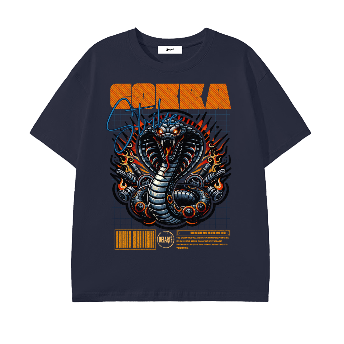 cobra graphic,snake shirt,streetwear art,cyber cobra,flame graphic,urban style tee,bold design shirt,street fashion men,cobra print,belarte shop