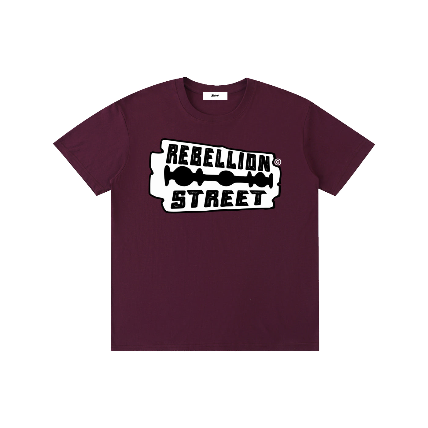 rebellion street graphic,streetwear graphic,urban style shirt,edgy typography design,rebellious fashion,minimalist street art,black white graphic,razor blade style art,bold street design,alternative fashion usa