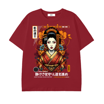 japanese streetwear,geisha art shirt,japanese art clothing,streetwear graphic shirt,urban art apparel,japanese culture fashion,dark art streetwear,asian inspired clothing,graphic street fashion,artistic streetwear shirt