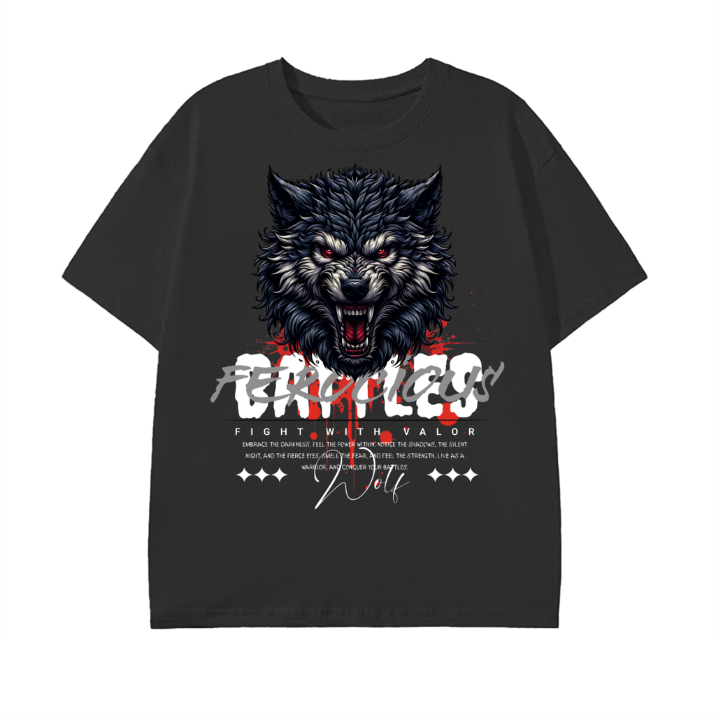 ferocious wolf,angry wolf,dark fantasy,red eyes wolf,warrior animal,beast face,aggressive design,alpha predator,battle ready,fight with valor