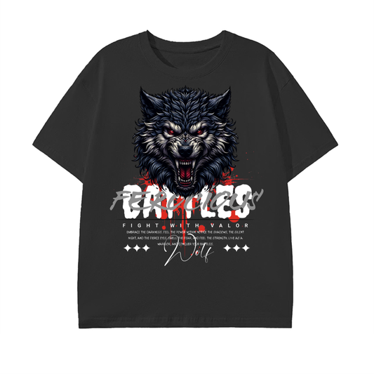ferocious wolf,angry wolf,dark fantasy,red eyes wolf,warrior animal,beast face,aggressive design,alpha predator,battle ready,fight with valor