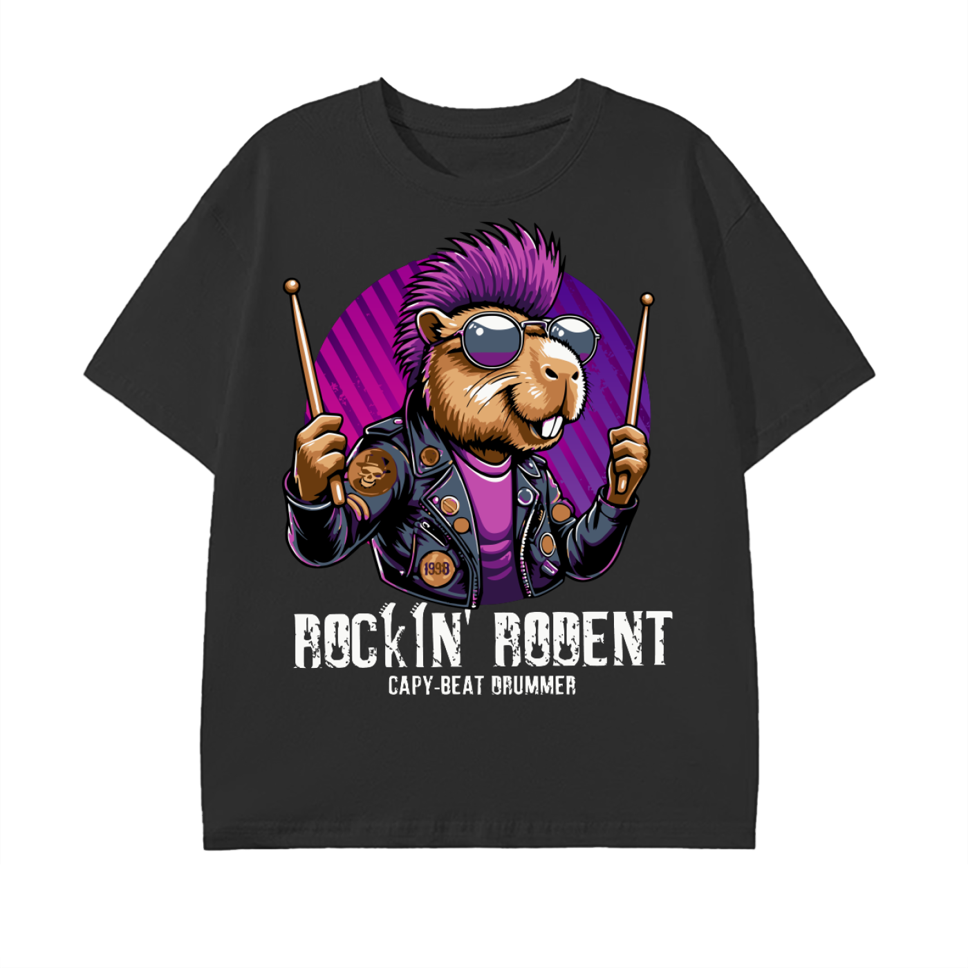 music fan,drummer life,streetwear art,punk style,cute animal art,capybeat,rock vibes,music lover gift,music lover