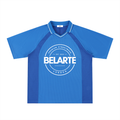 Gestreiftes Belarté London Fußballtrikot — blau, Vorderseite mit rundem weißem Logo