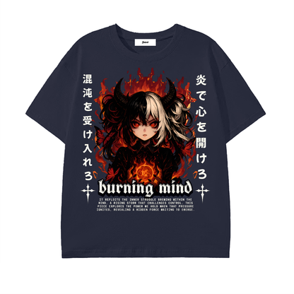anime graphic,dark streetwear,devil girl art,gothic aesthetic,burning flame design,alt clothing,fire fantasy art,edgy anime style,street fashion tee,japanese art style