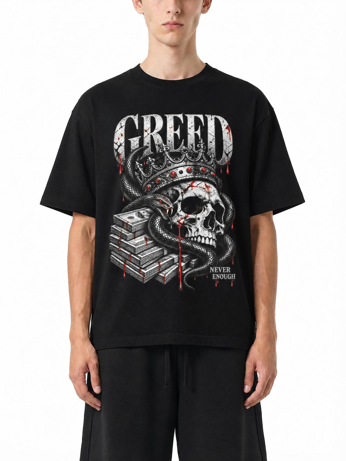 Belarté Greed Never Enough Graphic T-Shirt in black - product view 2
