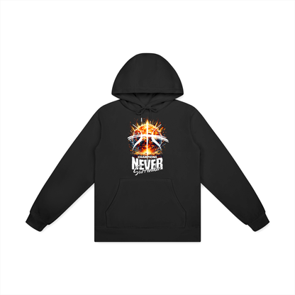 basketball hoodie,never surrender hoodie,champion hoodie,sports streetwear,motivational hoodie,faith inspired clothing,graphic hoodie,unisex hoodie,urban sports fashion