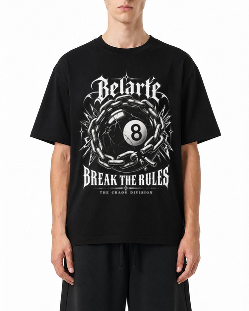 T-shirt grafica in cotone Break the Rules 8 Ball Belarté, indossato