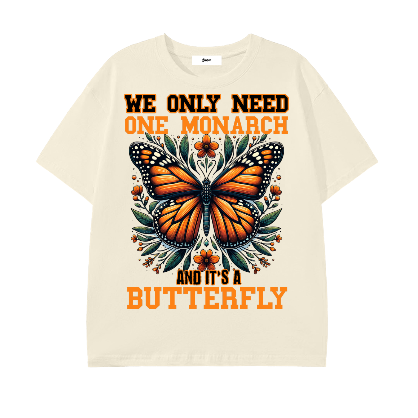 monarch butterfly,butterfly graphic shirt,nature lover apparel,artistic graphic,orange butterfly design,floral graphic shirt,butterfly aesthetic,nature prints clothing,trendy graphic shirt,butterfly art fashion