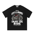 Belarté Enjoy the Ride black motorcycle graphic cotton T-shirt, front view