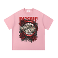 T-shirt rose Belarté Vamp Desire avec motif vampire rouge, vue de face