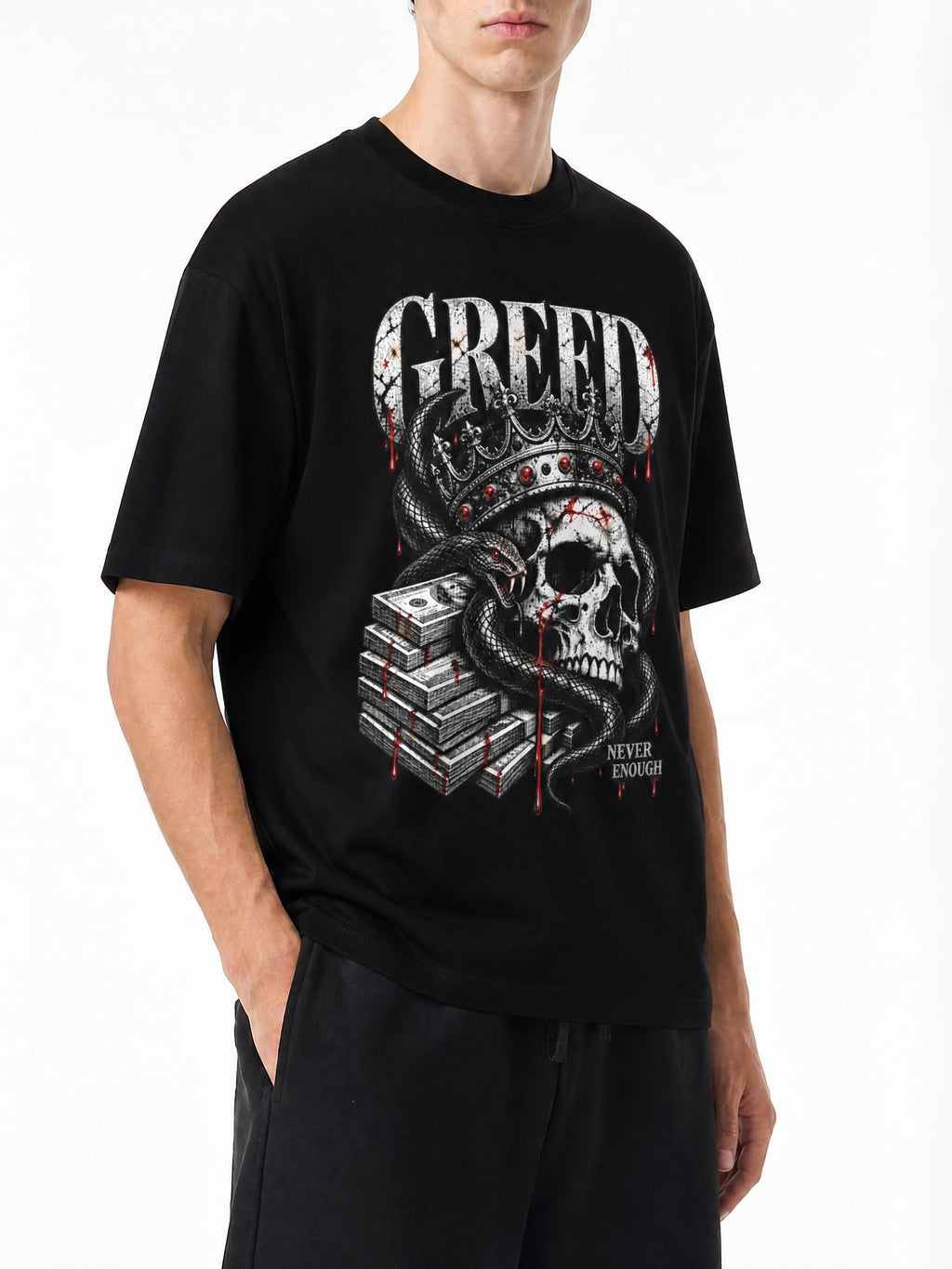 Belarté Greed Never Enough Graphic T-Shirt in black - product view 3
