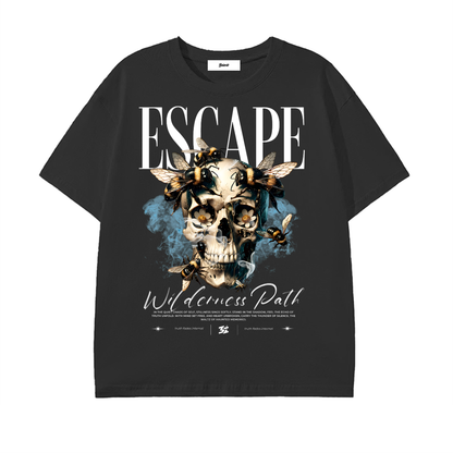 streetwear graphic shirt,skull graphic,urban style,dark aesthetic,oversize streetwear,alternative fashion,bee skull artwork,edgy streetwear,modern streetwear,unisex streetwear