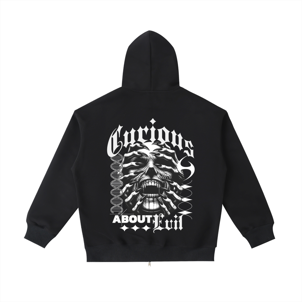 Belarté Curious About Evil Sweat à capuche zippé graphique en noir - vue du produit 1