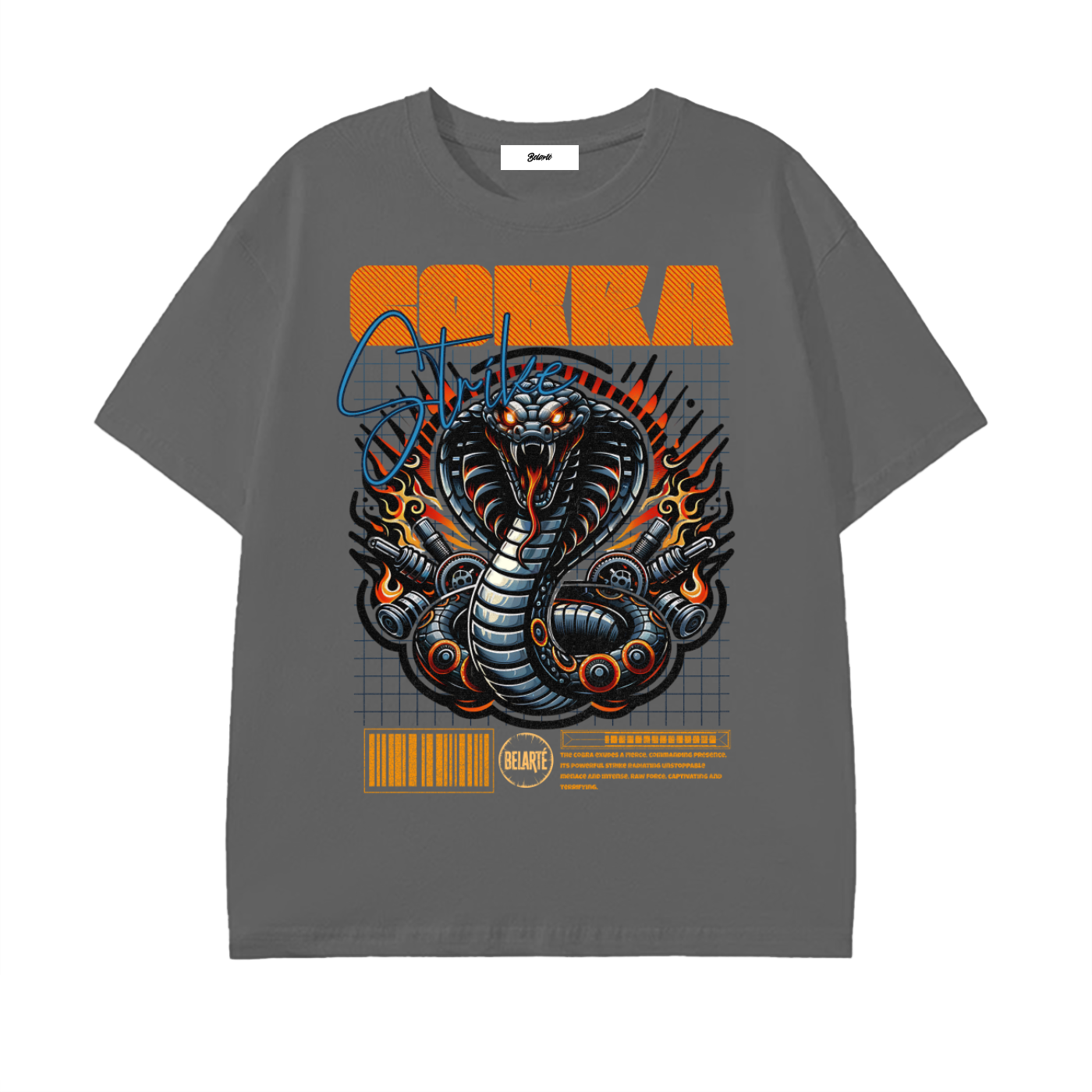 cobra graphic,snake shirt,streetwear art,cyber cobra,flame graphic,urban style tee,bold design shirt,street fashion men,cobra print,belarte shop