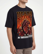 burning heart graphic,burning heart,anatomical heart,flaming heart,barbed wire heart,tattoo style heart,gothic heart design,dark streetwear graphic,rose heart illustration,rock style artwork
