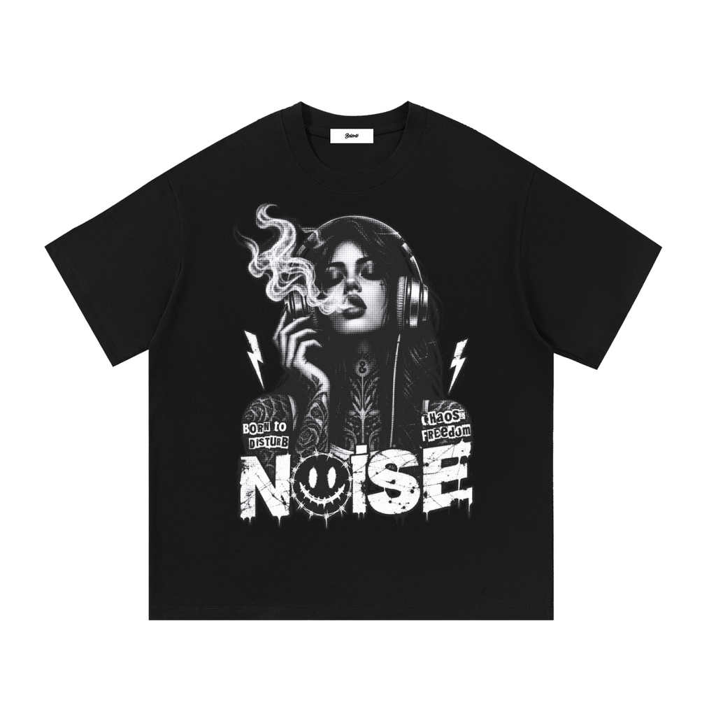Belarté Noise T-shirt oversize graphique en noir - vue de face