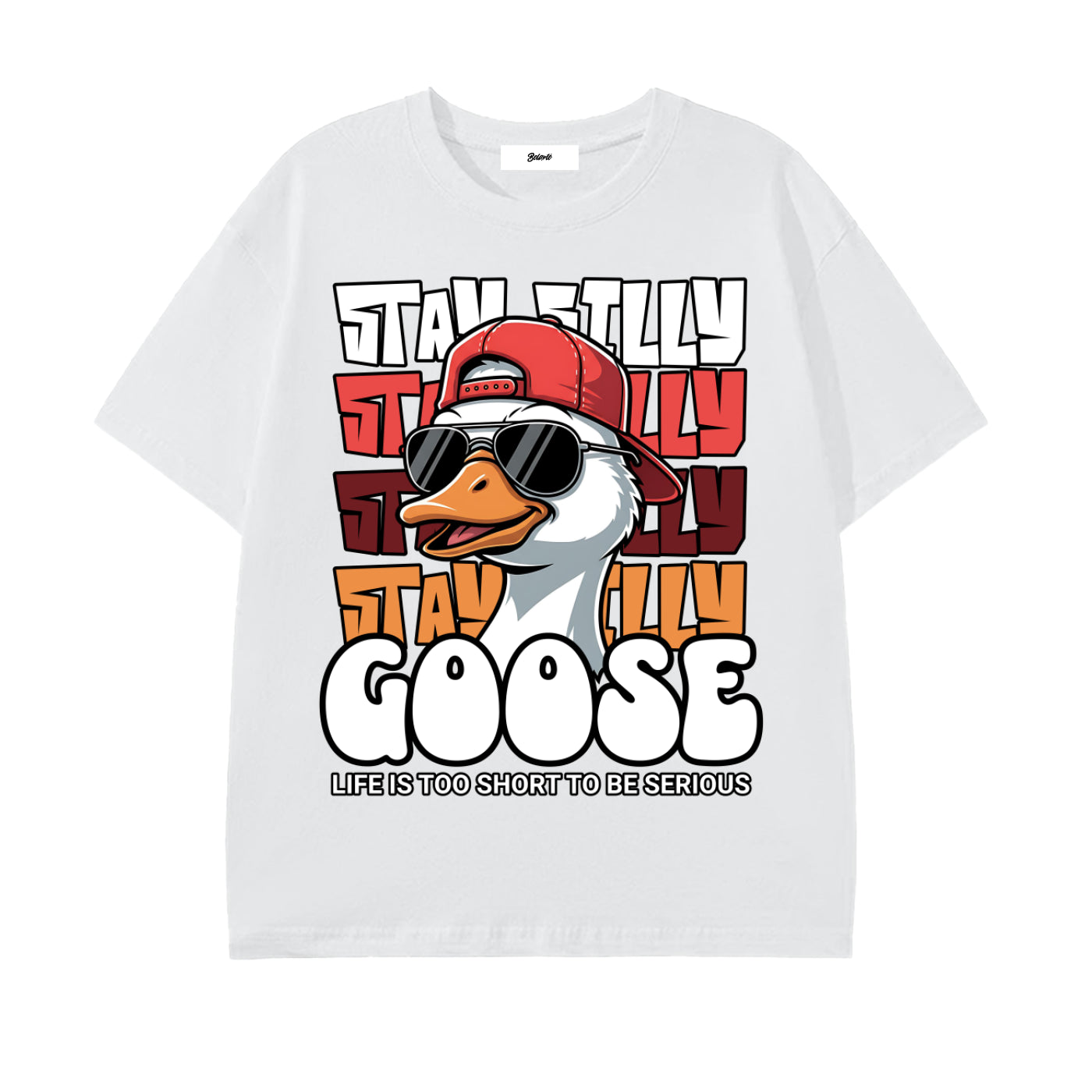 funny goose graphic,cartoon goose art,playful streetwear,humorous graphic design,animal illustration,street culture art,novelty fashion graphic,expressive style,graphic statement,casual street vibe
