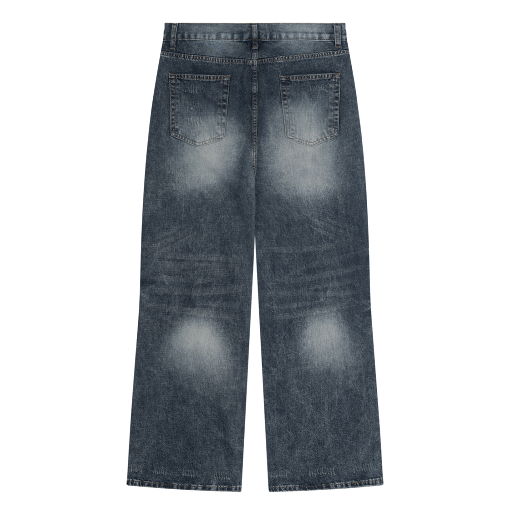 Belarté Men’s Washed Wide Leg Denim Jeans - washed blue side detail