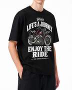 Belarté Enjoy the Ride black motorcycle graphic cotton T-shirt, product view 5
