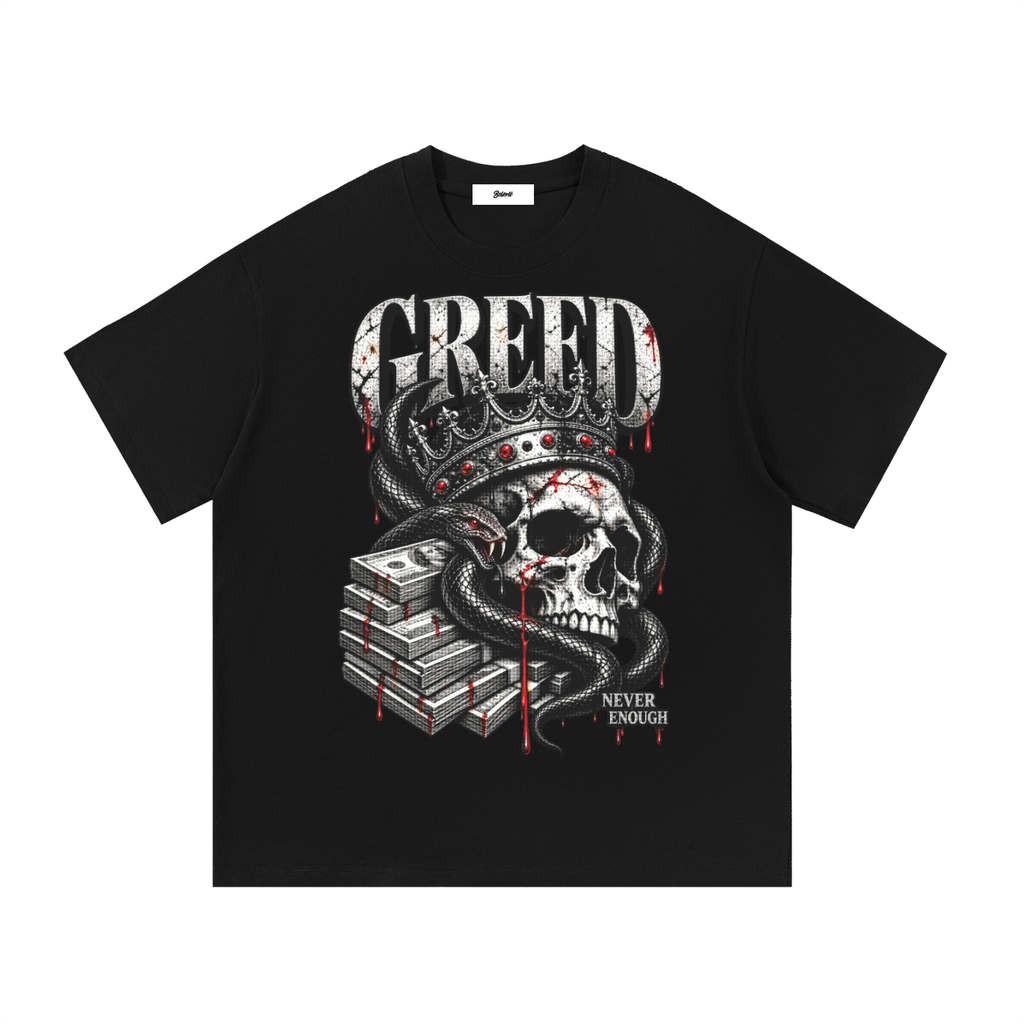 Belarté Greed Never Enough Graphic T-Shirt in black - front graphic view