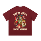 T-shirt Belarté Not My Circus, weinrot, Rückseite mit Skelett-Zirkusdirektor