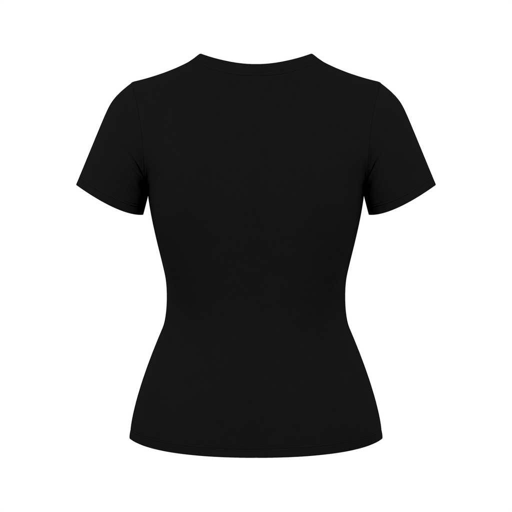Schwarzes Belarté Damen-Sportshirt, unbedruckte Rückseite