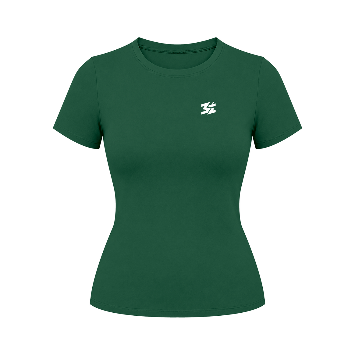 Dunkelgrünes körpernahes Belarté Damen-Sportshirt, Vorderseite