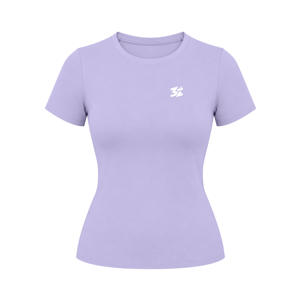 Lavendelfarbenes körpernahes Belarté Damen-Sportshirt, Vorderseite