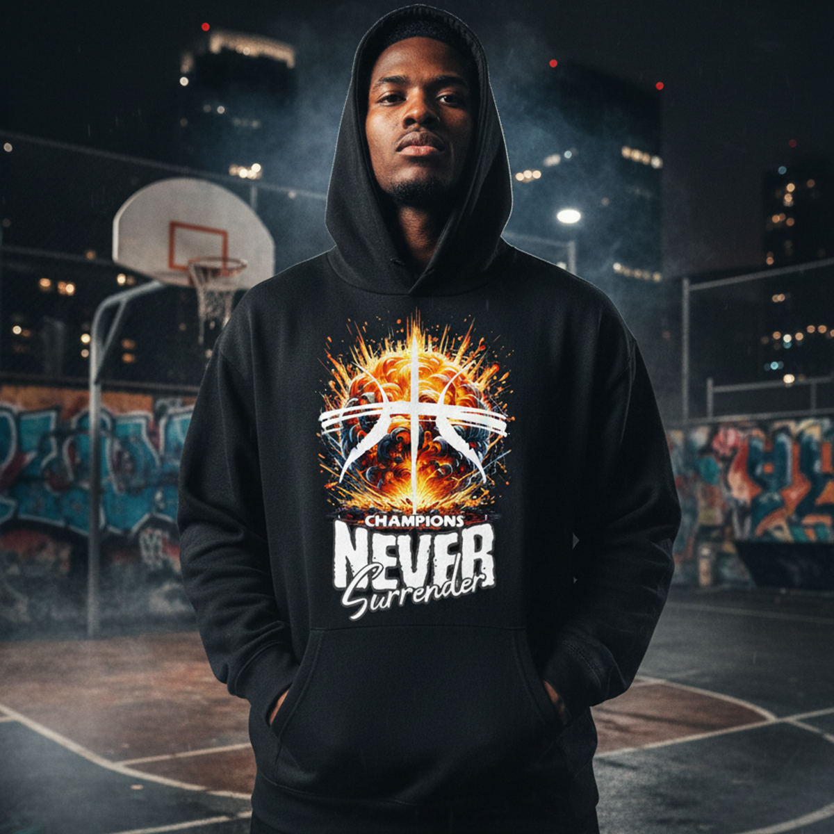 Never Surrender Champion Hoodie