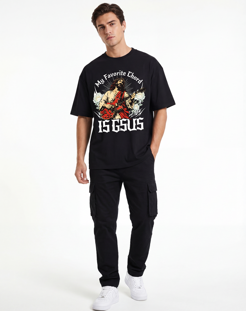 My Favorite Chord Is Gsus, Jesus Playing Guitar Vintage T-Shirt - Belarté