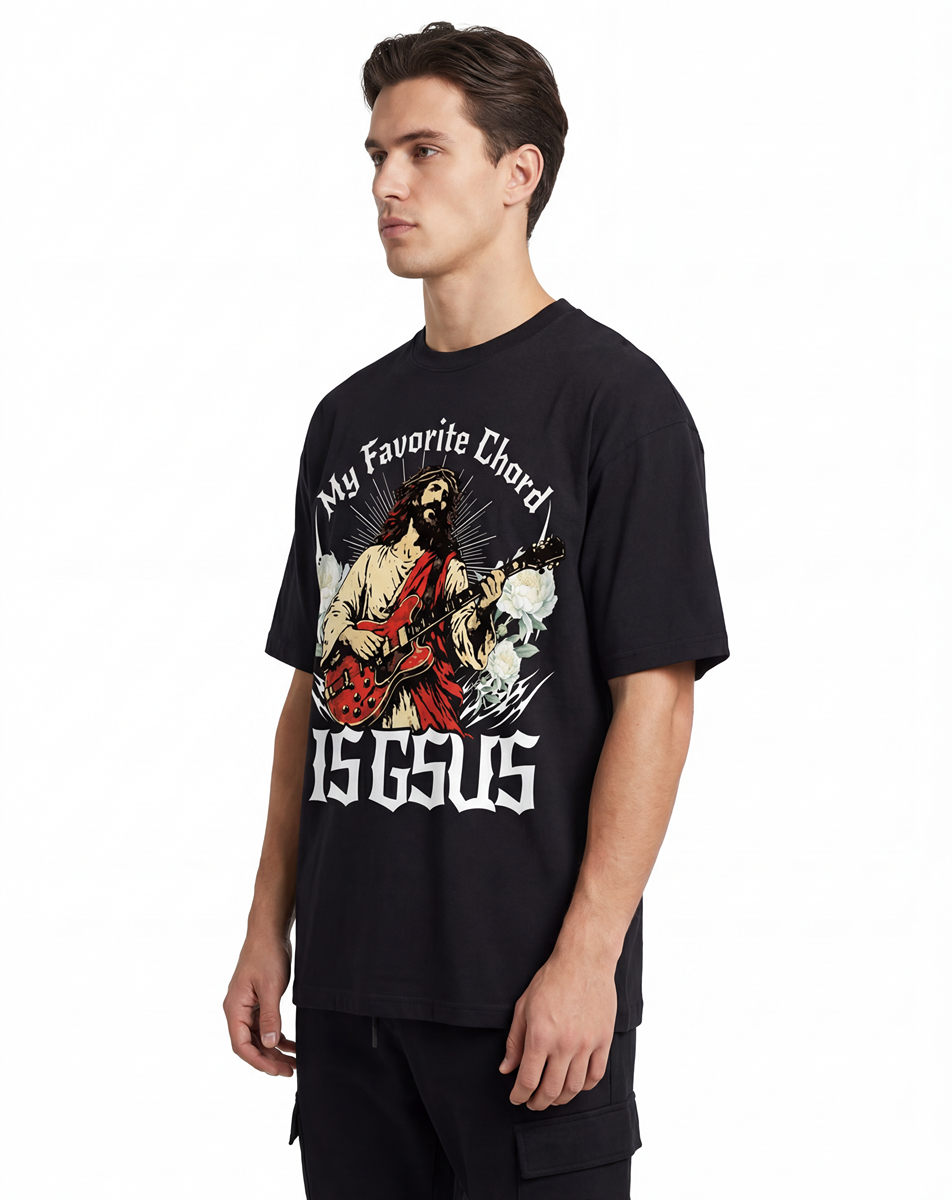 My Favorite Chord Is Gsus, Jesus Playing Guitar Vintage T-Shirt - Belarté