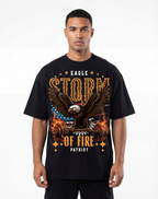 Patriotic Eagle Gym Graphic Storm Of Fire T-Shirt