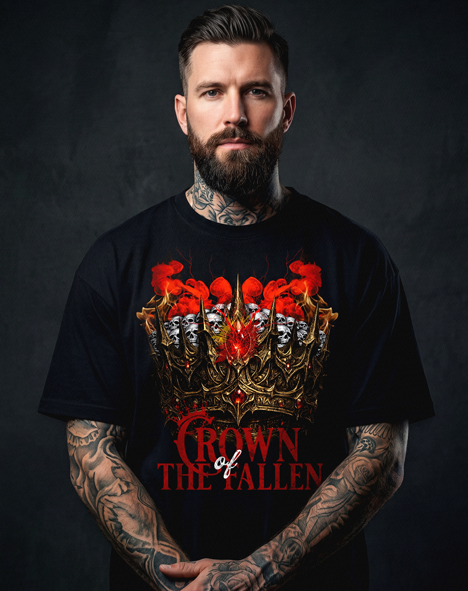 Gothic Skull Crown Dark Fantasy Streetwear T-shirt graphique - Belarté