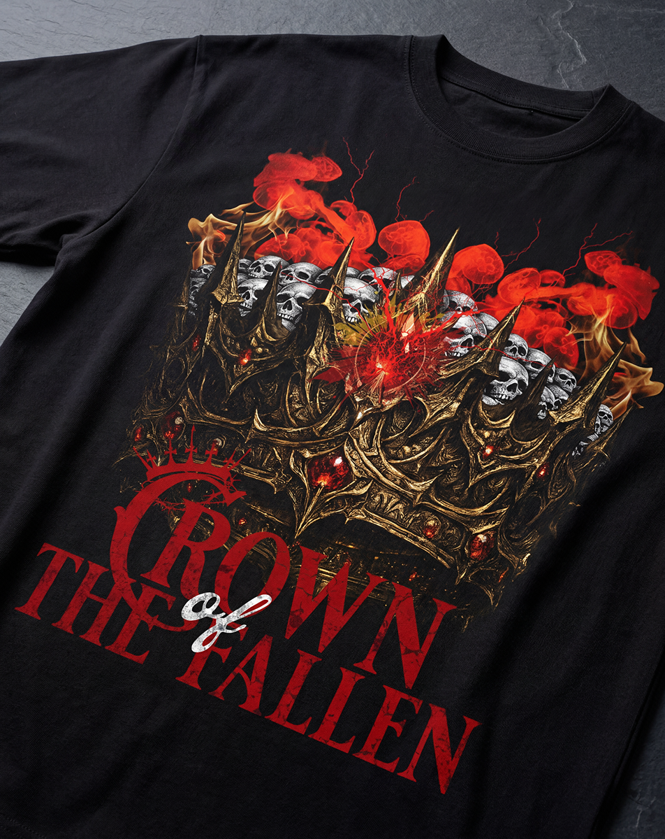 Gothic Skull Crown Dark Fantasy Streetwear T-shirt graphique - Belarté