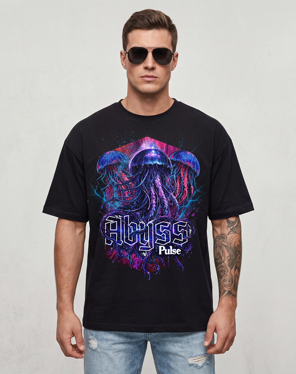 Abyss Pulse Jellyfish Streetwear T-shirt graphique - Belarté