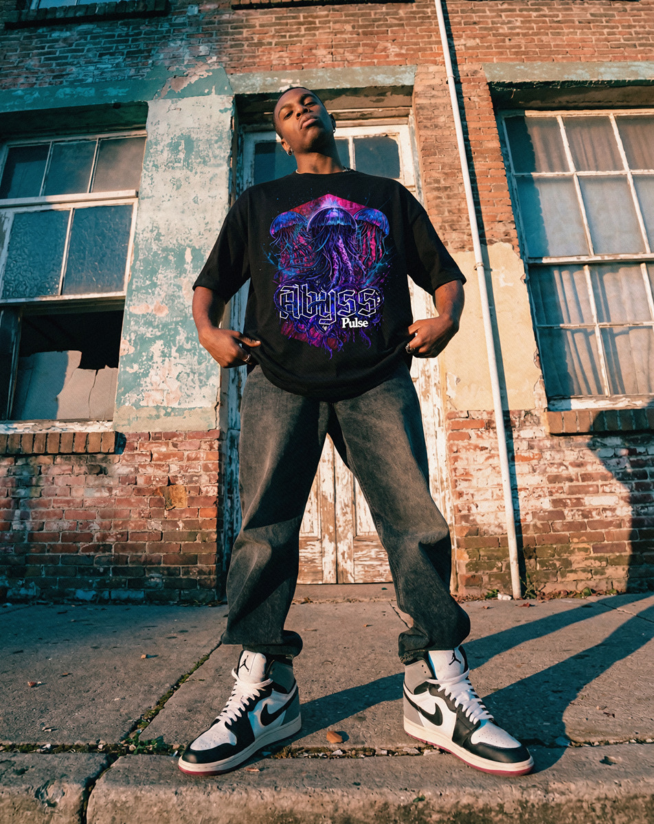 Abyss Pulse Jellyfish Streetwear Graphic T-Shirt