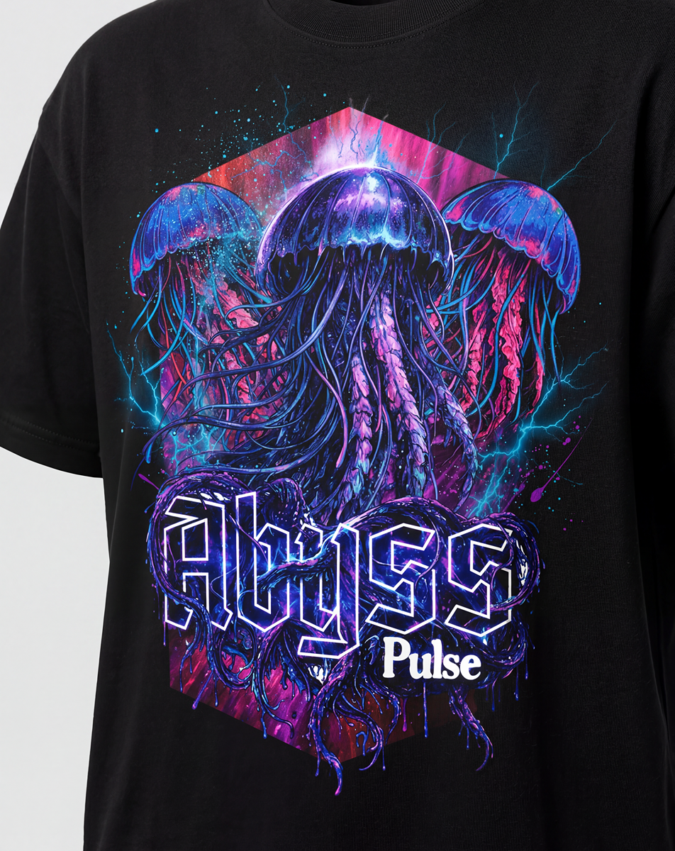 Abyss Pulse Jellyfish Streetwear Graphic T-Shirt