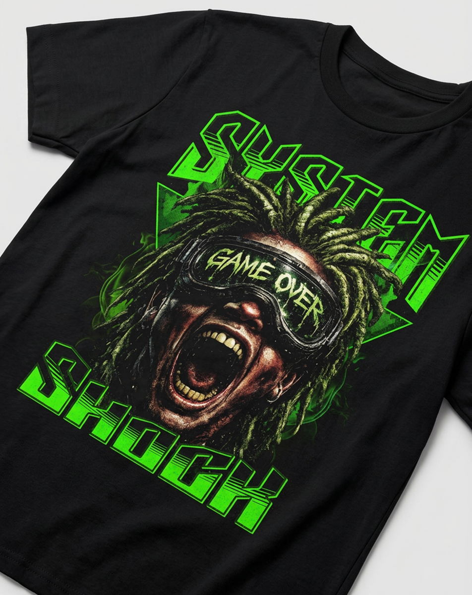 Game Over Rage Grafik Streetwear T-Shirt