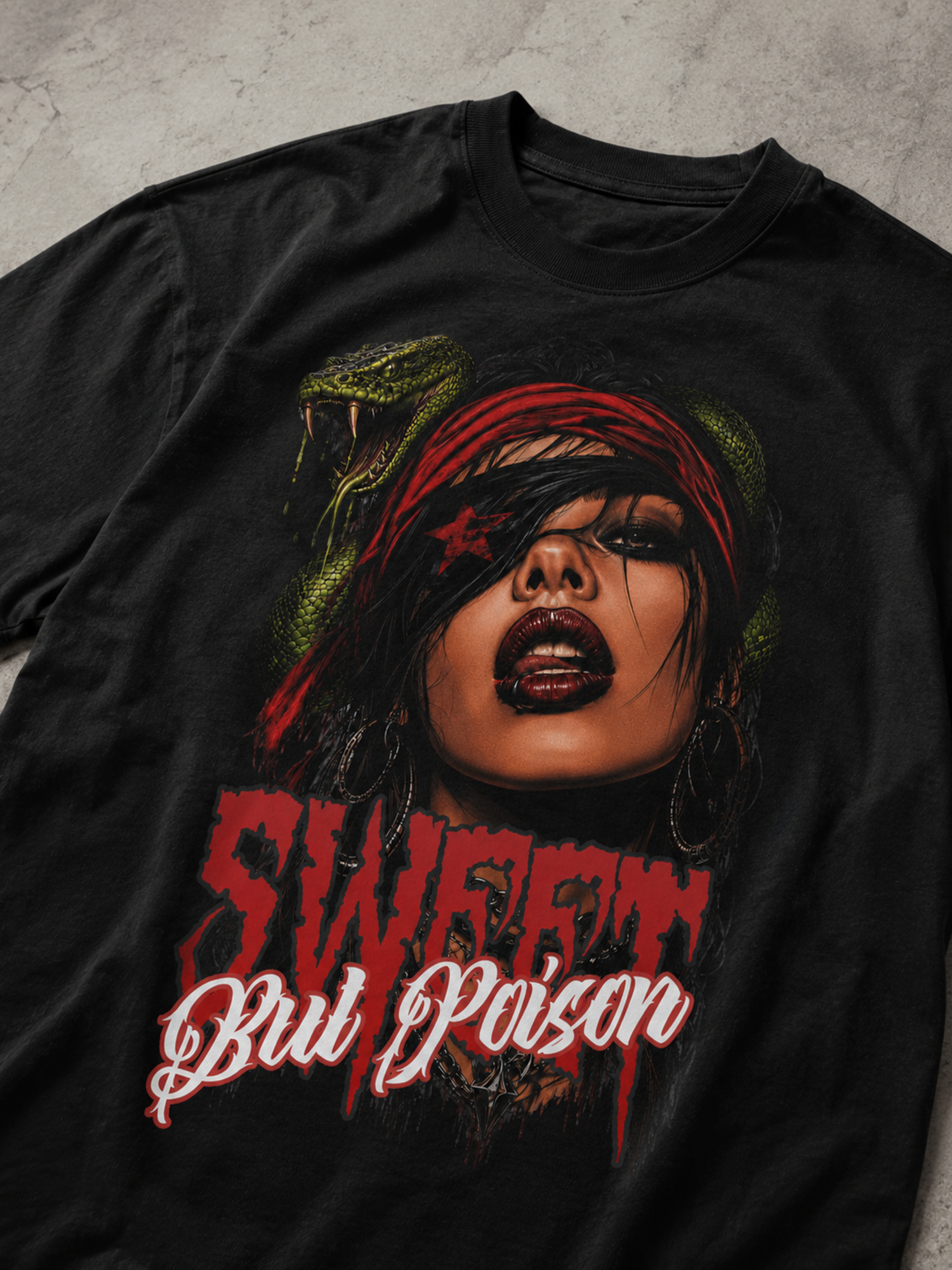 Gothic Punk Schlangen-Grafik-T-Shirt