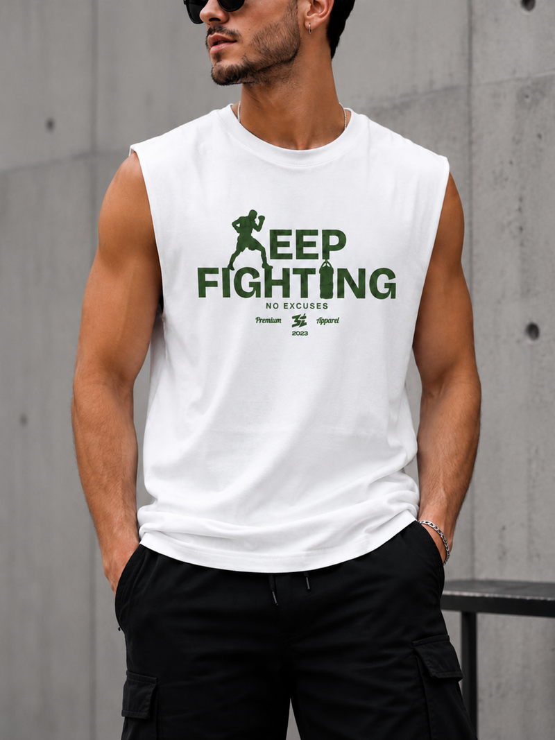 Keep Fighting Motivational Graphic Tank Top - Belarté
