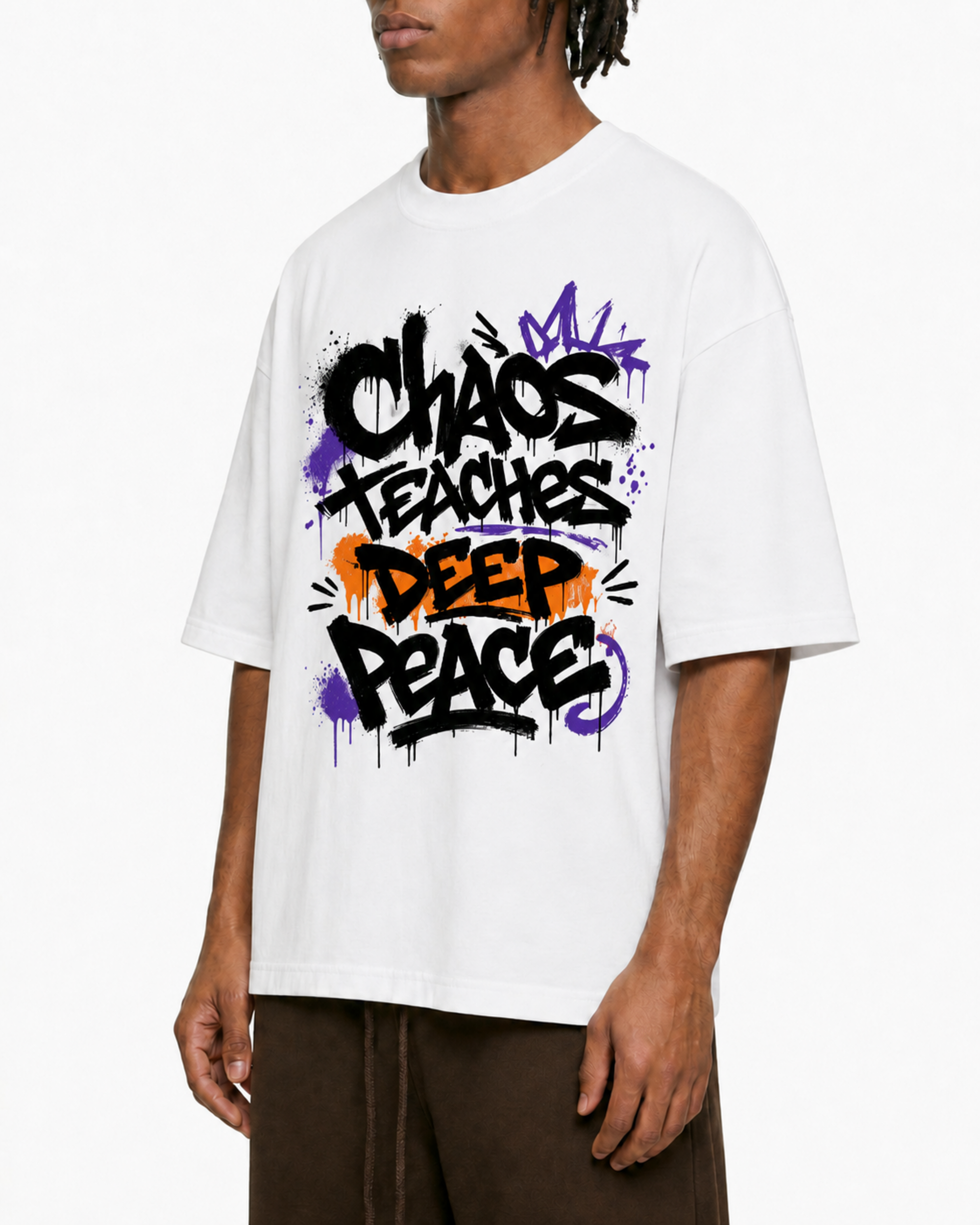 Chaos Teaches Deep Peace Graffiti Graphic T Shirt