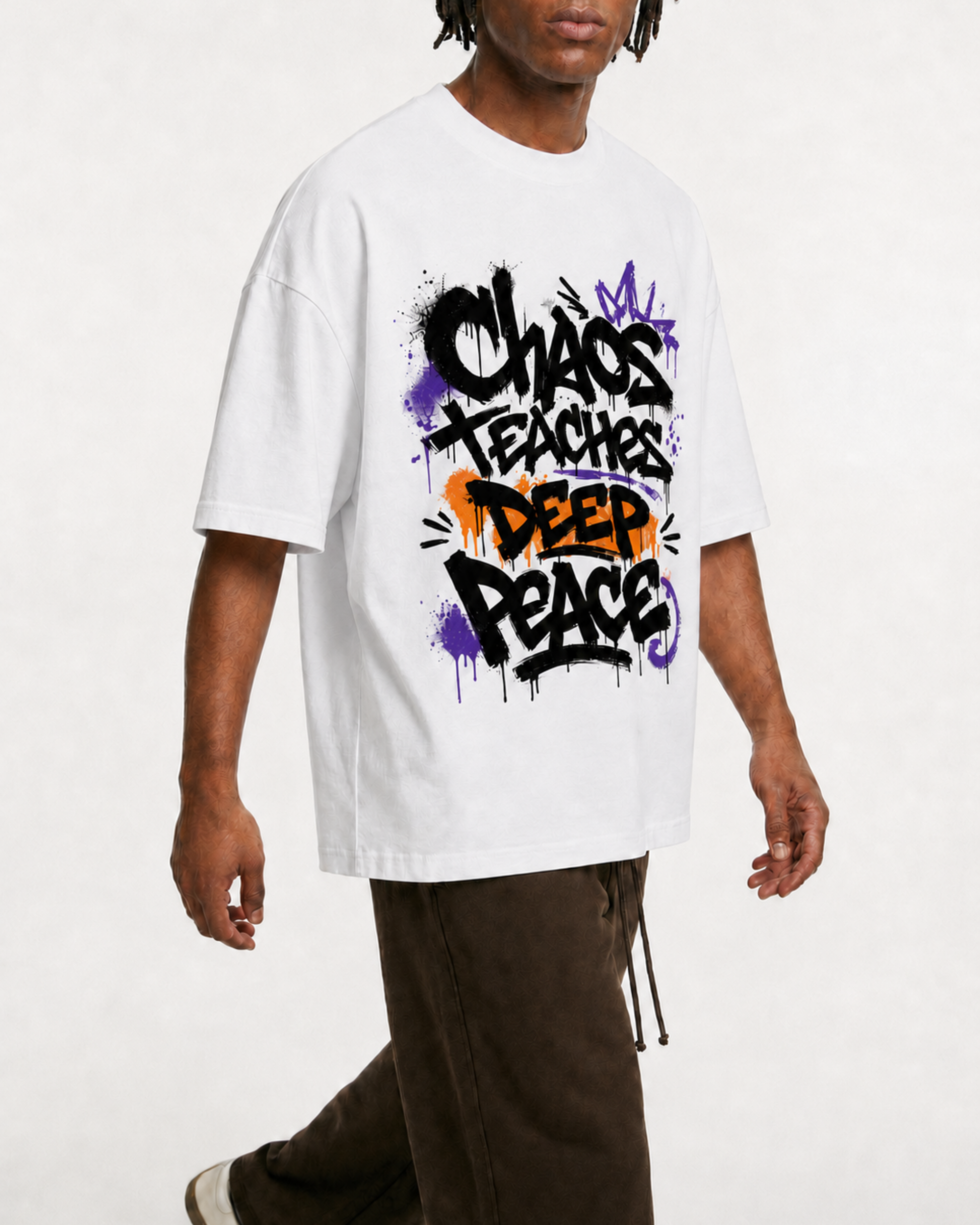Chaos Teaches Deep Peace Graffiti Graphic T Shirt