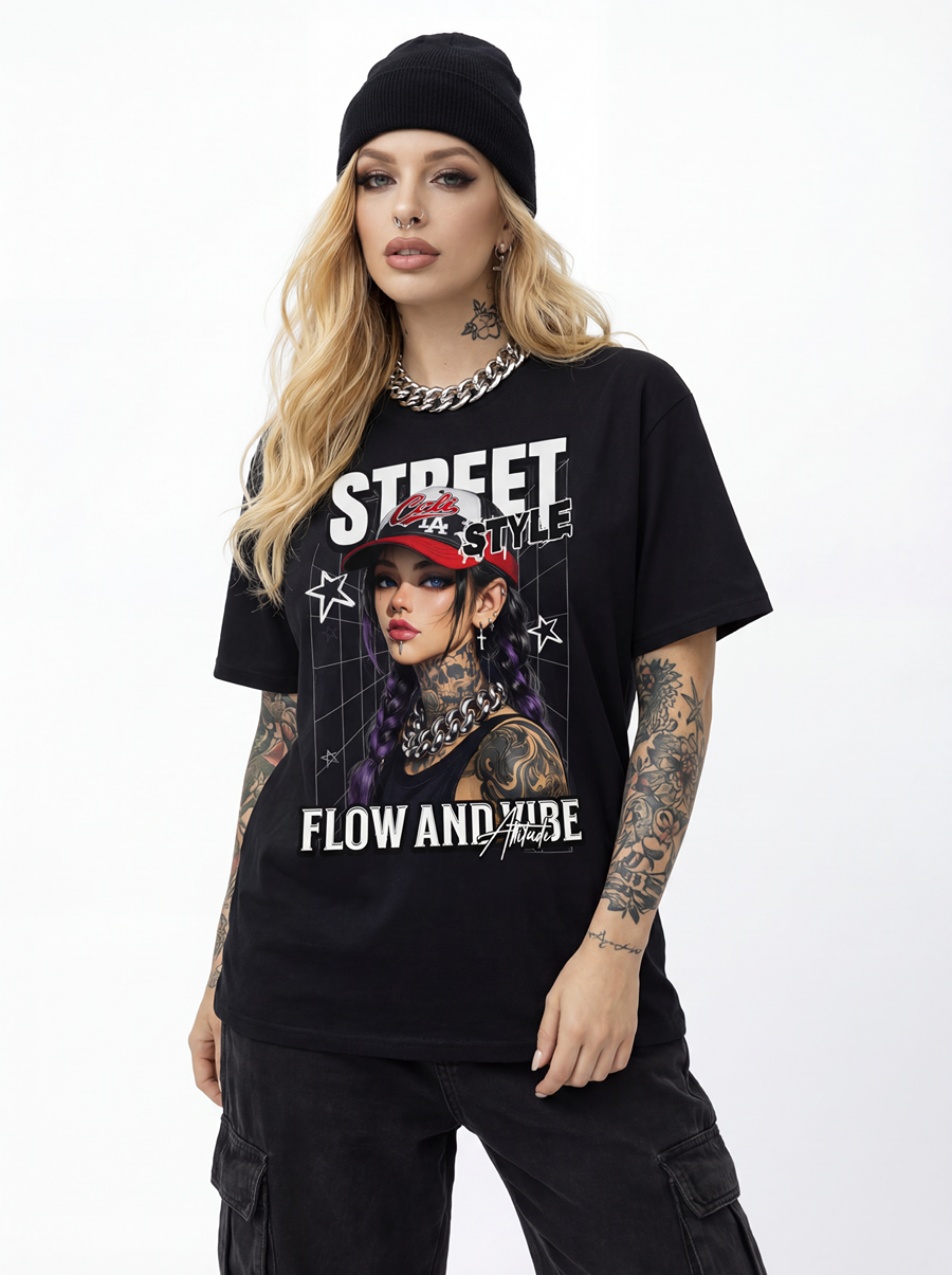 Urban Street Style Flow Graphic T-Shirt